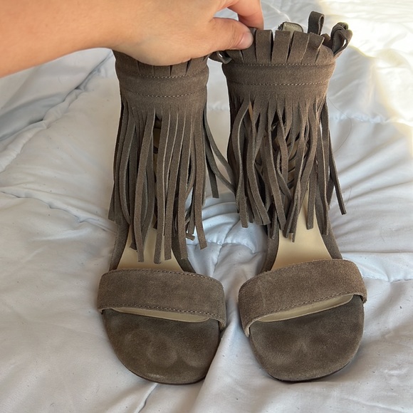 Suede block heel fringe sandals.  Matiko x Free People - Picture 4 of 10